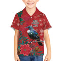 Tui Meri Kirihimete Personalised Kid Hawaiian Shirt Pohutukawa Flowers Red Motif - Aussie Hoodie
