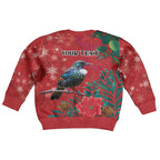 Tui Meri Kirihimete Personalised Kid Ugly Christmas Sweater Pohutukawa Flowers Red Motif - Aussie Hoodie