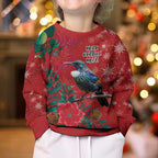 Tui Meri Kirihimete Personalised Kid Ugly Christmas Sweater Pohutukawa Flowers Red Motif - Aussie Hoodie