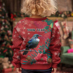 Tui Meri Kirihimete Personalised Kid Ugly Christmas Sweater Pohutukawa Flowers Red Motif - Aussie Hoodie