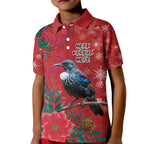 Tui Meri Kirihimete Personalised Kid Polo Shirt Pohutukawa Flowers Red Motif - Aussie Hoodie