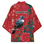 Tui Meri Kirihimete Personalised Kimono Pohutukawa Flowers Red Motif - Aussie Hoodie