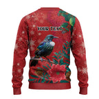 Tui Meri Kirihimete Personalised Ugly Christmas Sweater Pohutukawa Flowers Red Motif - Aussie Hoodie