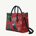 Tui Meri Kirihimete Personalised Leather Bag Pohutukawa Flowers Red Motif - Aussie Hoodie