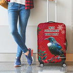 Tui Meri Kirihimete Personalised Luggage Cover Pohutukawa Flowers Red Motif - Aussie Hoodie