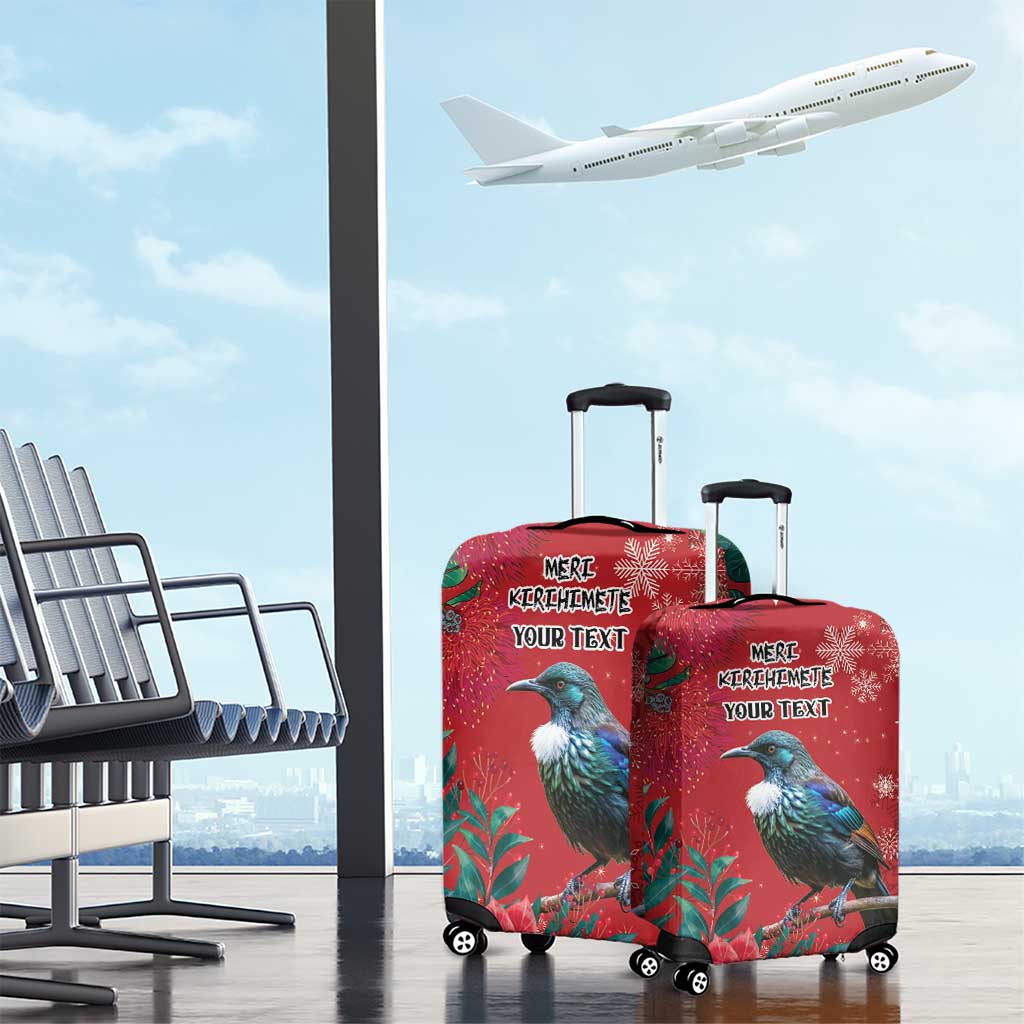 Tui Meri Kirihimete Personalised Luggage Cover Pohutukawa Flowers Red Motif - Aussie Hoodie