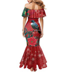 Tui Meri Kirihimete Personalised Mermaid Dress Pohutukawa Flowers Red Motif - Aussie Hoodie