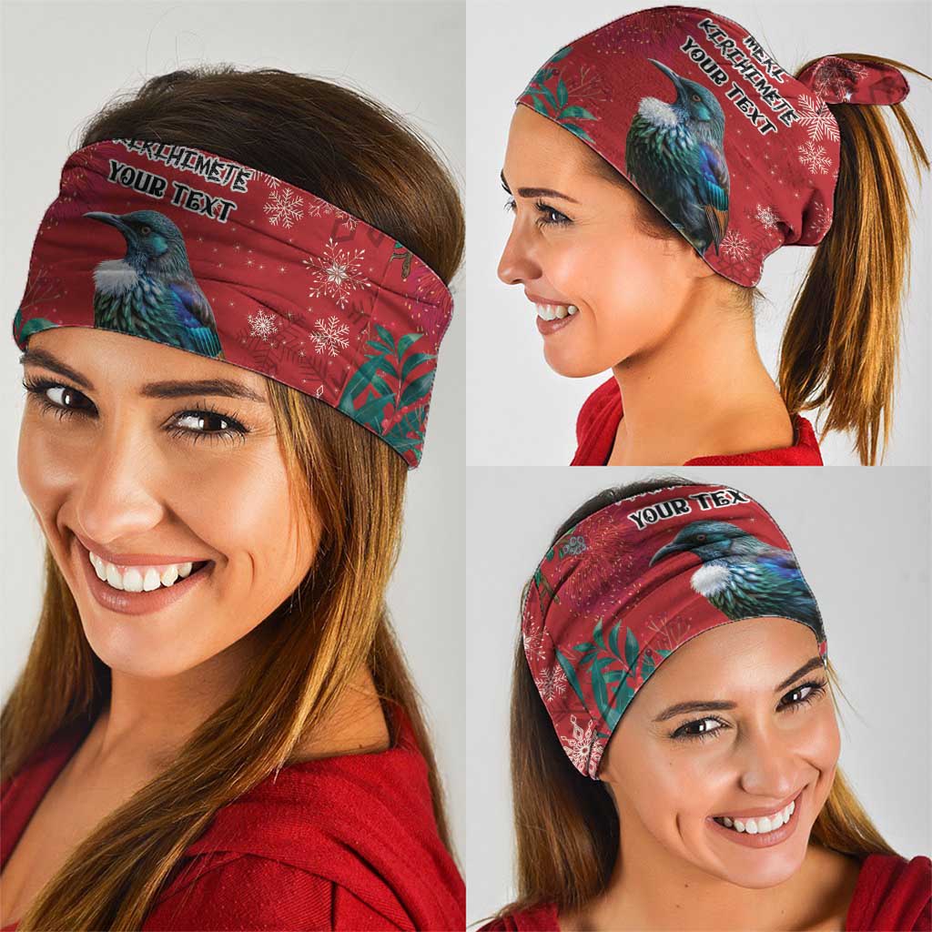 Tui Meri Kirihimete Personalised Neck Gaiter Pohutukawa Flowers Red Motif - Aussie Hoodie