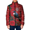Tui Meri Kirihimete Personalised Padded Jacket Pohutukawa Flowers Red Motif - Aussie Hoodie