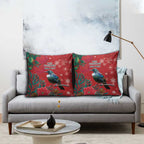 Tui Meri Kirihimete Personalised Pillow Cover Pohutukawa Flowers Red Motif - Aussie Hoodie