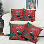 Tui Meri Kirihimete Personalised Pillow Cover Pohutukawa Flowers Red Motif - Aussie Hoodie
