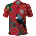 Tui Meri Kirihimete Personalised Polo Shirt Pohutukawa Flowers Red Motif - Aussie Hoodie