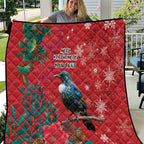 Tui Meri Kirihimete Personalised Quilt Pohutukawa Flowers Red Motif - Aussie Hoodie