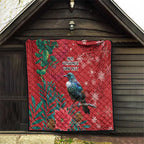 Tui Meri Kirihimete Personalised Quilt Pohutukawa Flowers Red Motif - Aussie Hoodie
