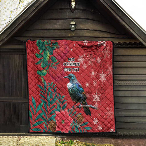Tui Meri Kirihimete Personalised Quilt Pohutukawa Flowers Red Motif - Aussie Hoodie