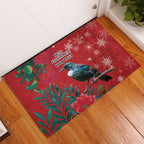 Tui Meri Kirihimete Personalised Rubber Doormat Pohutukawa Flowers Red Motif - Aussie Hoodie
