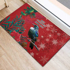 Tui Meri Kirihimete Personalised Rubber Doormat Pohutukawa Flowers Red Motif - Aussie Hoodie