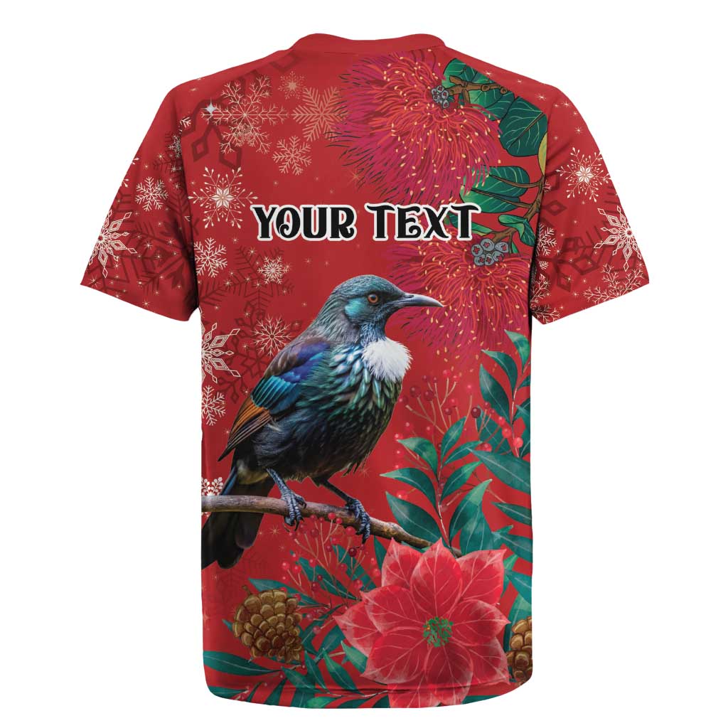 Tui Meri Kirihimete Personalised Rugby Jersey Pohutukawa Flowers Red Motif - Aussie Hoodie