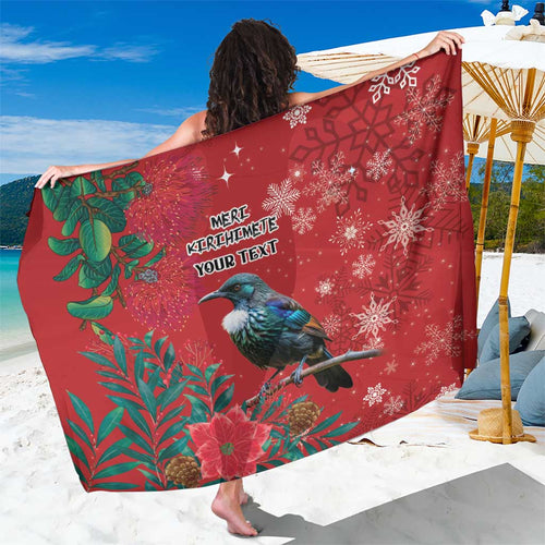 Tui Meri Kirihimete Personalised Sarong Pohutukawa Flowers Red Motif - Aussie Hoodie