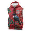 Tui Meri Kirihimete Personalised Sleeveless Zip Hoodie Pohutukawa Flowers Red Motif LT9