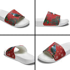 Tui Meri Kirihimete Personalised Slide Sandals Pohutukawa Flowers Red Motif - Aussie Hoodie