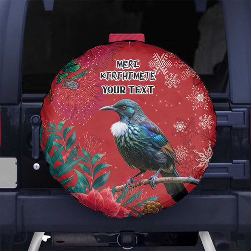 Tui Meri Kirihimete Personalised Spare Tire Cover Pohutukawa Flowers Red Motif - Aussie Hoodie