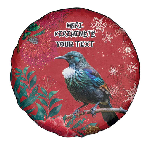 Tui Meri Kirihimete Personalised Spare Tire Cover Pohutukawa Flowers Red Motif - Aussie Hoodie