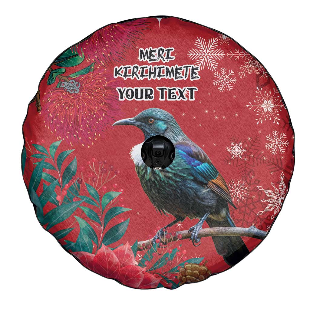 Tui Meri Kirihimete Personalised Spare Tire Cover Pohutukawa Flowers Red Motif - Aussie Hoodie