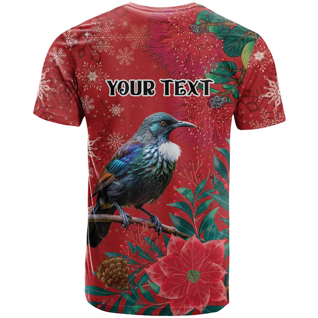 Tui Meri Kirihimete Personalised T Shirt Pohutukawa Flowers Red Motif - Aussie Hoodie