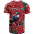 Tui Meri Kirihimete Personalised T Shirt Pohutukawa Flowers Red Motif - Aussie Hoodie