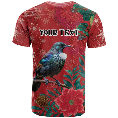 Tui Meri Kirihimete Personalised T Shirt Pohutukawa Flowers Red Motif - Aussie Hoodie
