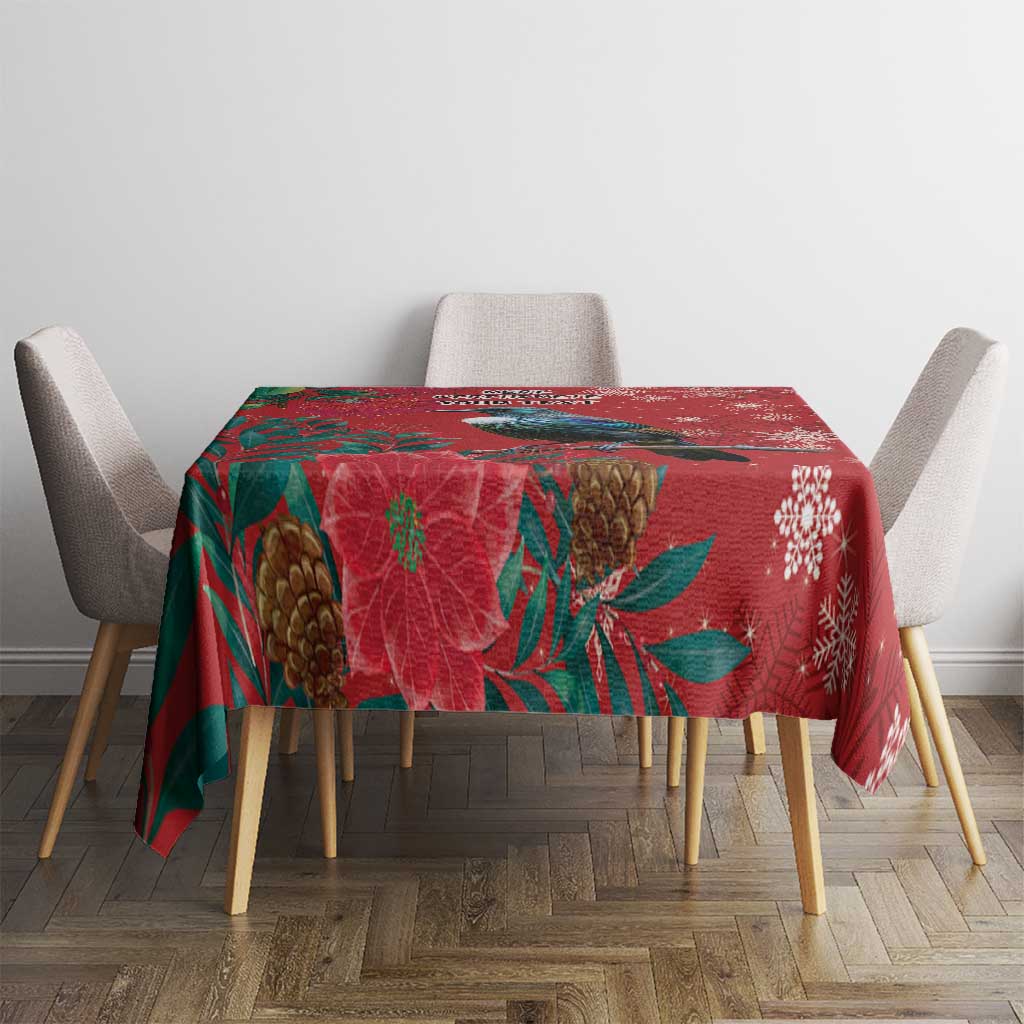 Tui Meri Kirihimete Personalised Tablecloth Pohutukawa Flowers Red Motif - Aussie Hoodie