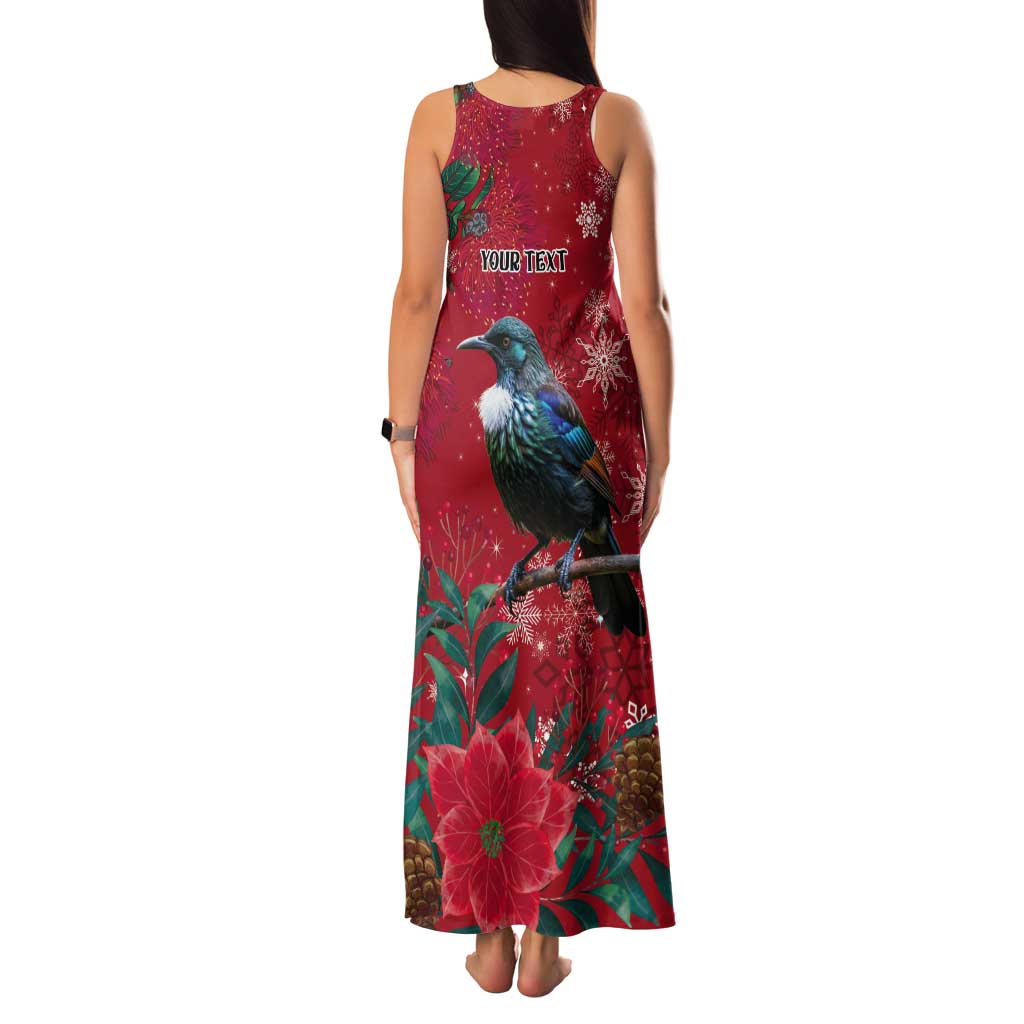 Tui Meri Kirihimete Personalised Tank Maxi Dress Pohutukawa Flowers Red Motif - Aussie Hoodie