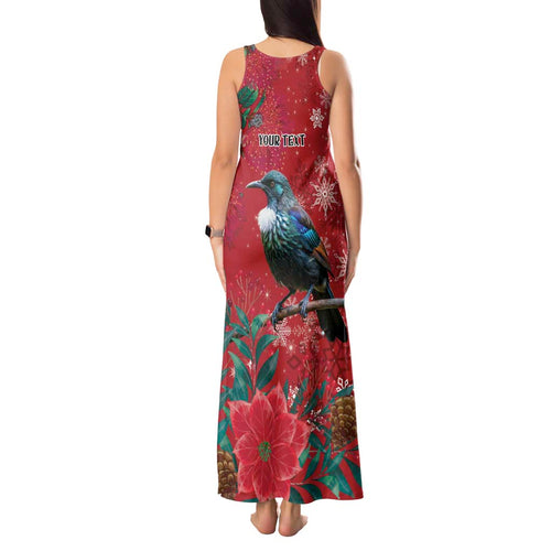Tui Meri Kirihimete Personalised Tank Maxi Dress Pohutukawa Flowers Red Motif - Aussie Hoodie