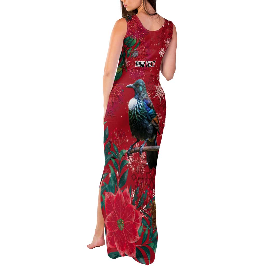Tui Meri Kirihimete Personalised Tank Maxi Dress Pohutukawa Flowers Red Motif - Aussie Hoodie