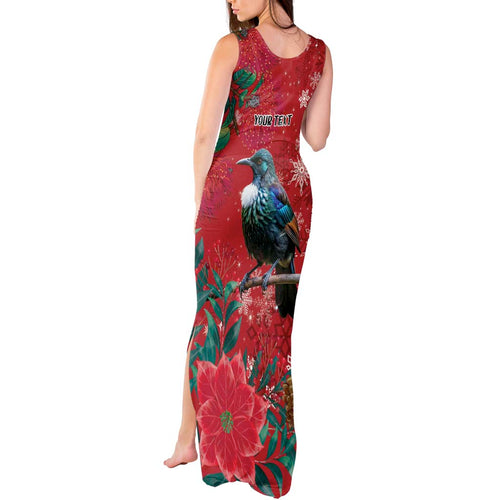 Tui Meri Kirihimete Personalised Tank Maxi Dress Pohutukawa Flowers Red Motif - Aussie Hoodie