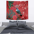 Tui Meri Kirihimete Personalised Tapestry Pohutukawa Flowers Red Motif - Aussie Hoodie