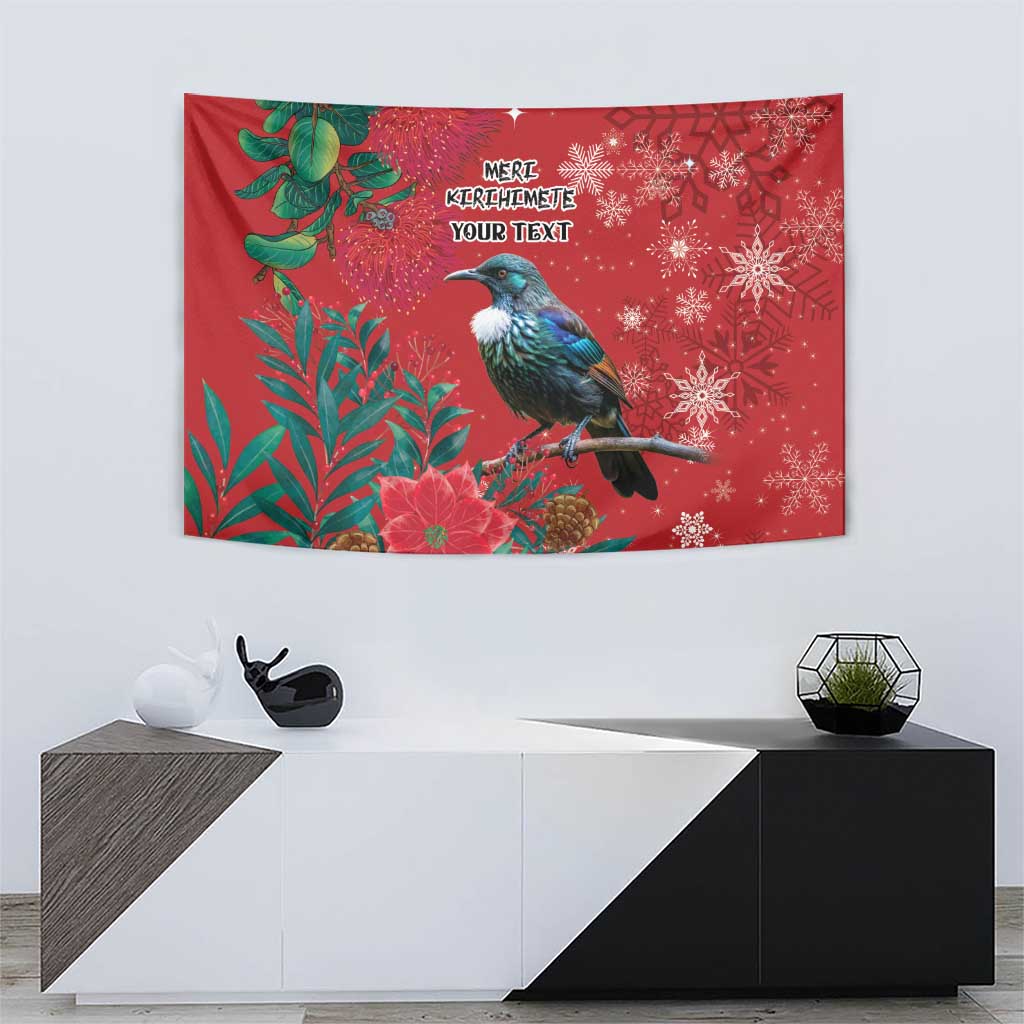 Tui Meri Kirihimete Personalised Tapestry Pohutukawa Flowers Red Motif - Aussie Hoodie
