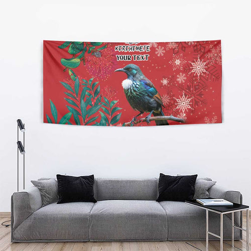 Tui Meri Kirihimete Personalised Tapestry Pohutukawa Flowers Red Motif - Aussie Hoodie