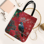 Tui Meri Kirihimete Personalised Tote Bag Pohutukawa Flowers Red Motif - Aussie Hoodie