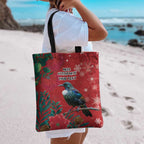 Tui Meri Kirihimete Personalised Tote Bag Pohutukawa Flowers Red Motif - Aussie Hoodie