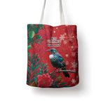 Tui Meri Kirihimete Personalised Tote Bag Pohutukawa Flowers Red Motif - Aussie Hoodie
