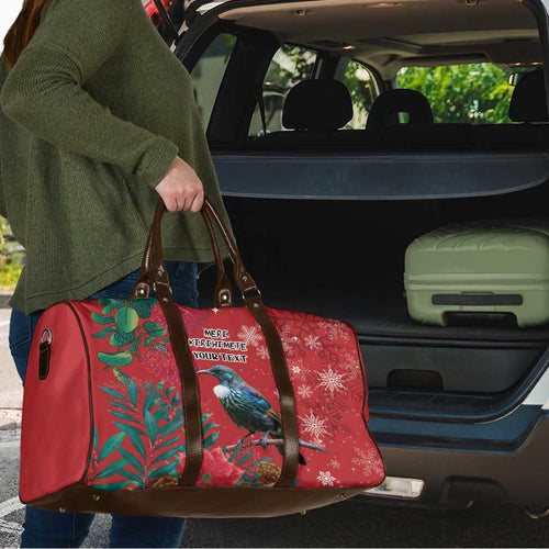 Tui Meri Kirihimete Personalised Travel Bag Pohutukawa Flowers Red Motif - Aussie Hoodie