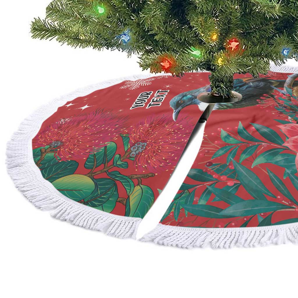 Tui Meri Kirihimete Personalised Tree Skirt Pohutukawa Flowers Red Motif - Aussie Hoodie