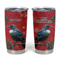 Tui Meri Kirihimete Personalised Tumbler Cup Pohutukawa Flowers Red Motif - Aussie Hoodie