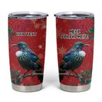 Tui Meri Kirihimete Personalised Tumbler Cup Pohutukawa Flowers Red Motif - Aussie Hoodie