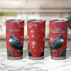 Tui Meri Kirihimete Personalised Tumbler Cup Pohutukawa Flowers Red Motif - Aussie Hoodie