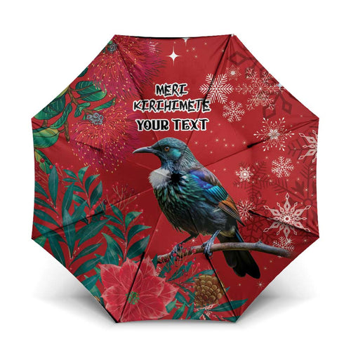Tui Meri Kirihimete Personalised Umbrella Pohutukawa Flowers Red Motif - Aussie Hoodie