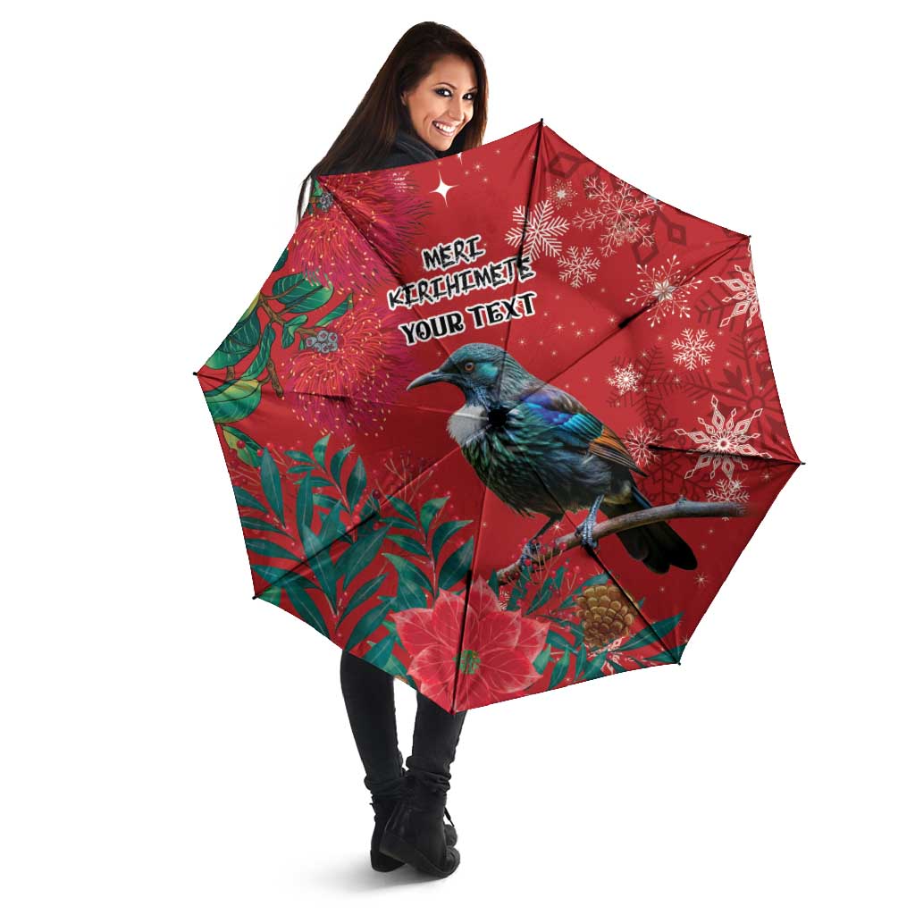 Tui Meri Kirihimete Personalised Umbrella Pohutukawa Flowers Red Motif - Aussie Hoodie
