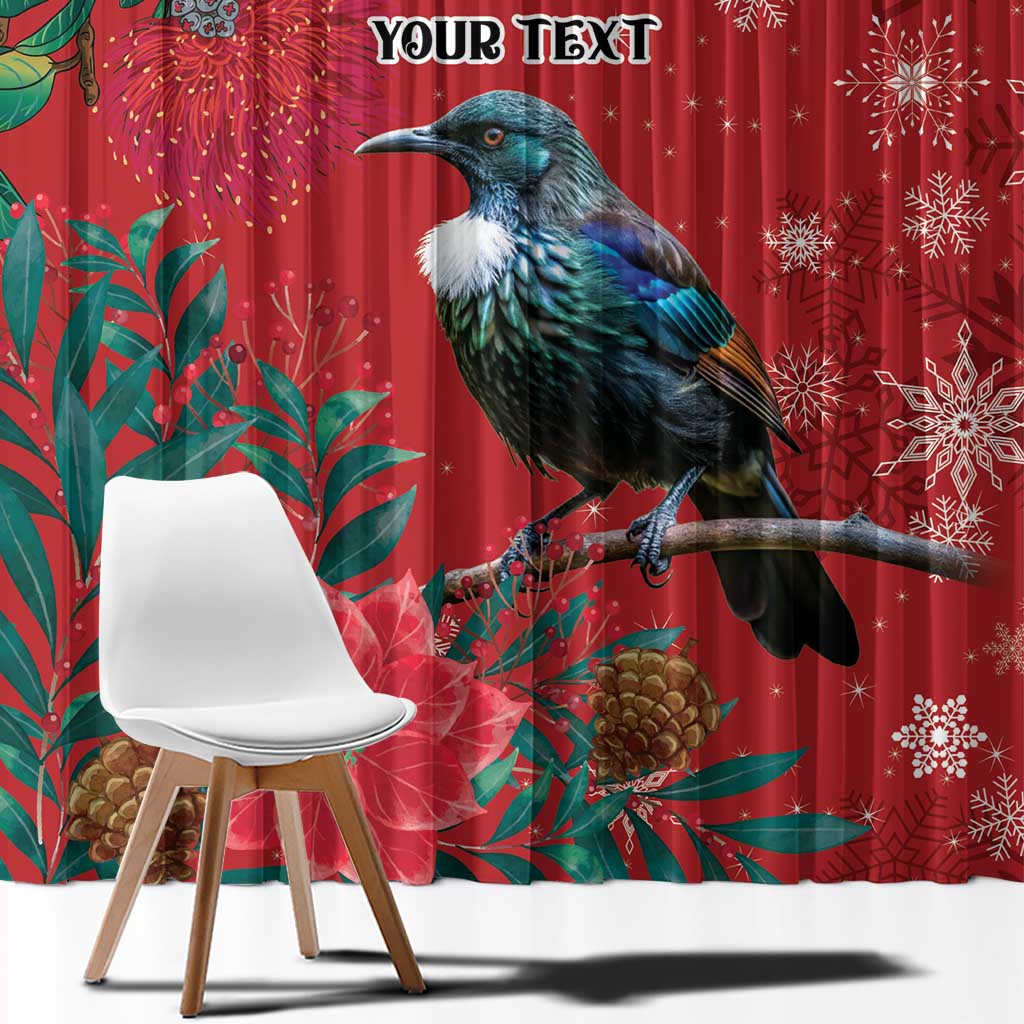 Tui Meri Kirihimete Personalised Window Curtain Pohutukawa Flowers Red Motif - Aussie Hoodie